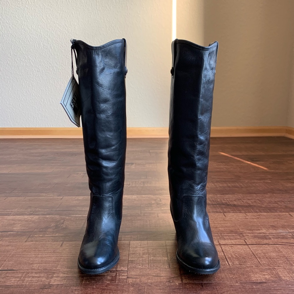 Frye rugged black leather 6.5B pull on riding boot - Picture 6 of 8